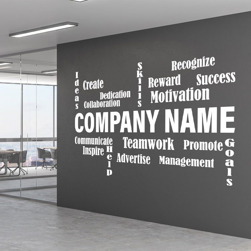 Office Furniture Names - Customizable Company Name Wall Sticker Vinyl