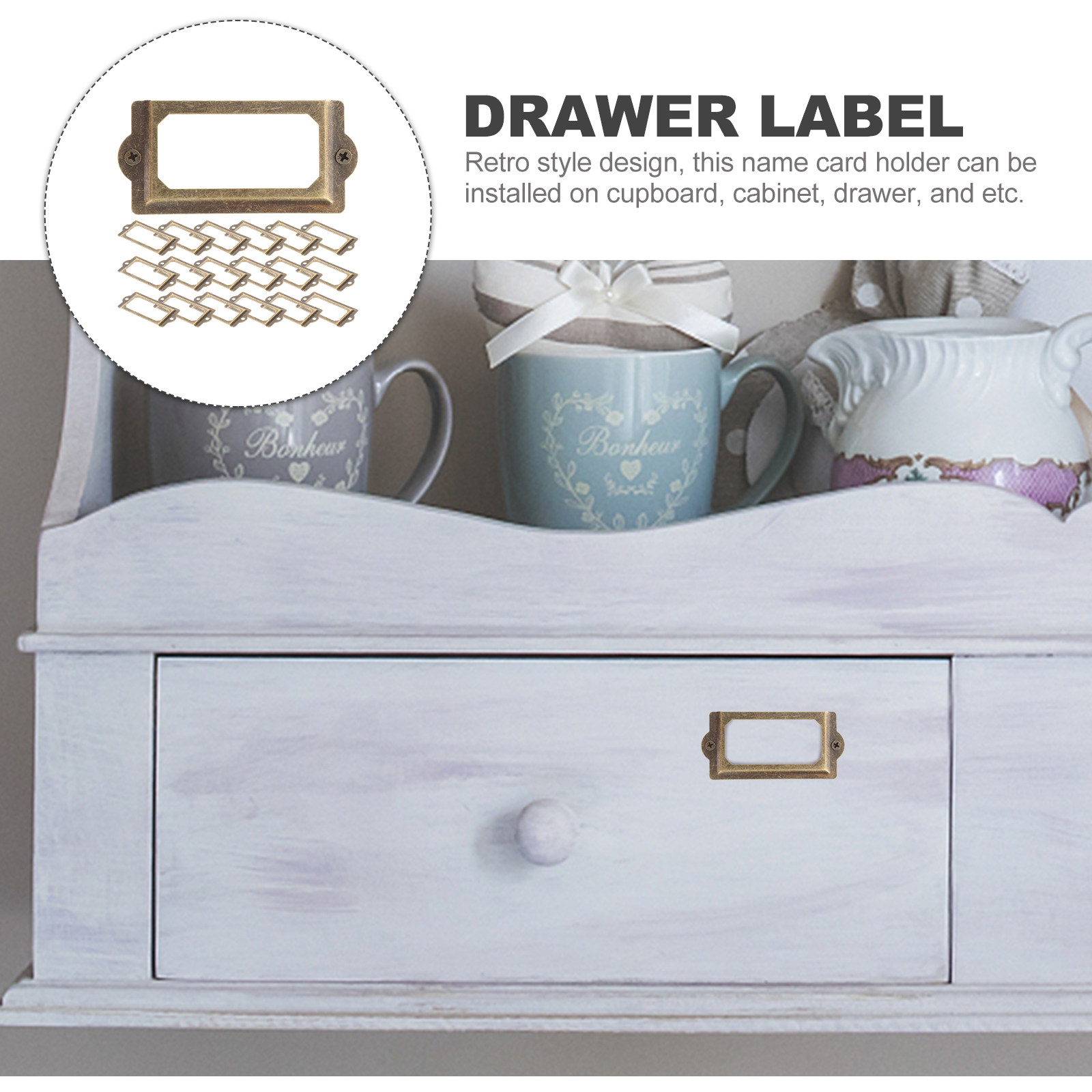 2Sets Retro Style Drawer Label - đánh giá và giá Office Furniture Names