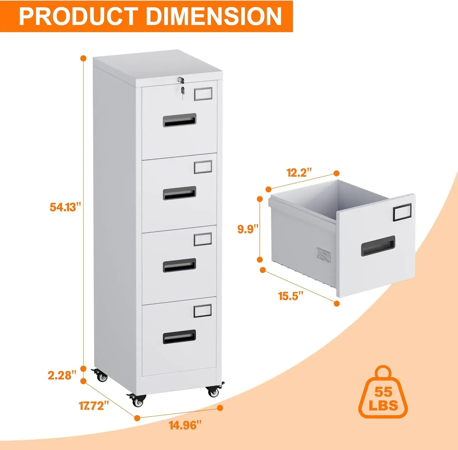 4 Drawer File Cabinet on Wheel - đánh giá và giá Office Furniture Names