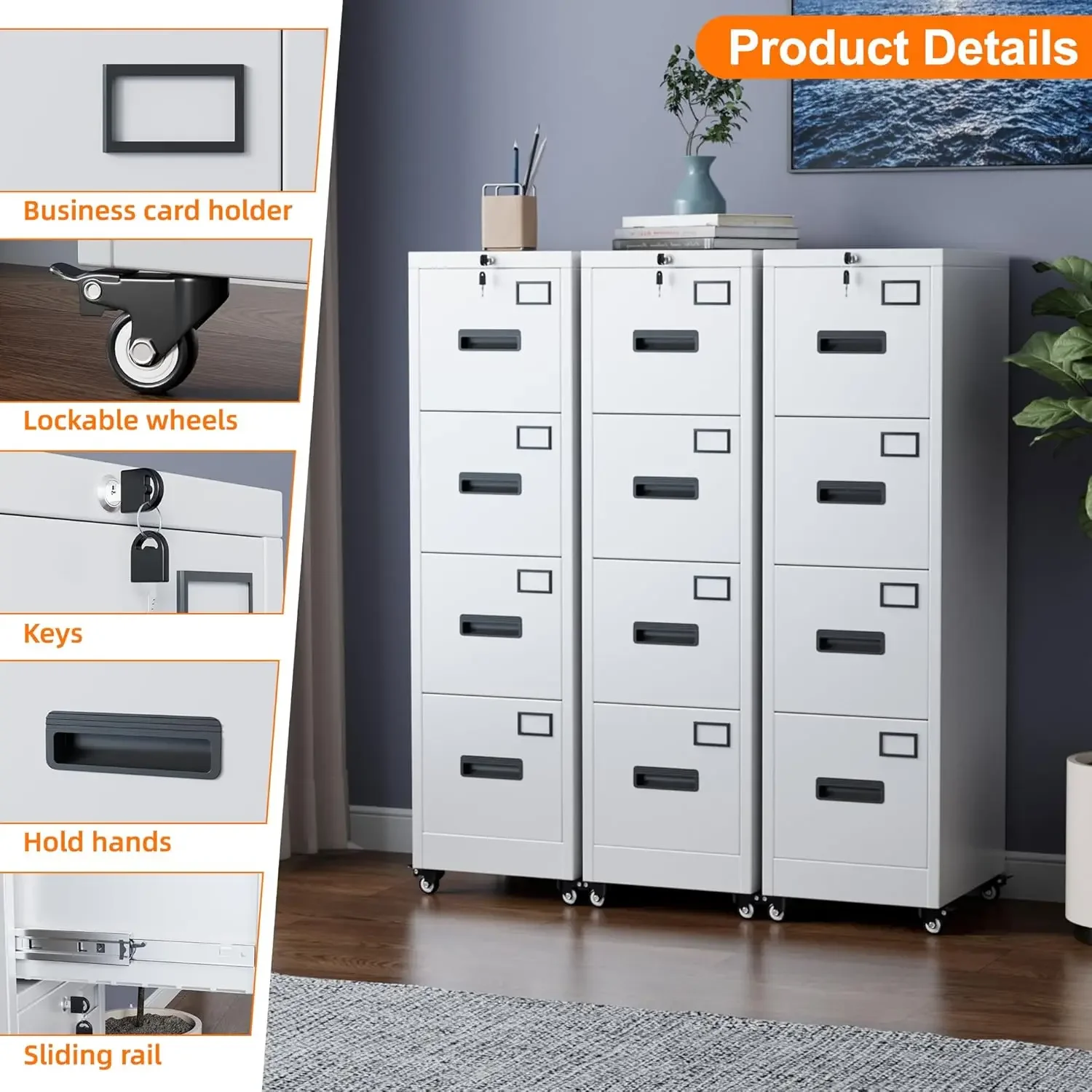 4 Drawer File Cabinet on Wheel - đánh giá và giá Office Furniture Names